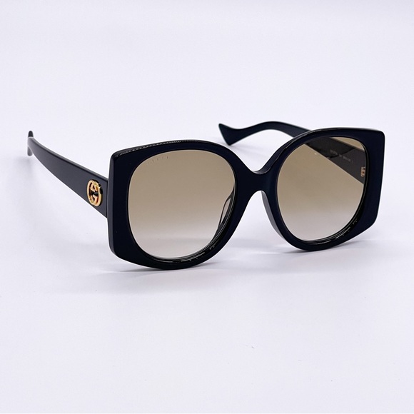 NEW GUCCI WOMEN BLACK BROWN ROUND NEW COLLECTION GUCCI SUNGLASSES - Picture 5 of 6